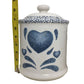 Country Style Ceramic Kitchen Canister Set - White with Blue Heart and Flourish Art - Large Lid NO LONGER INCLUDED