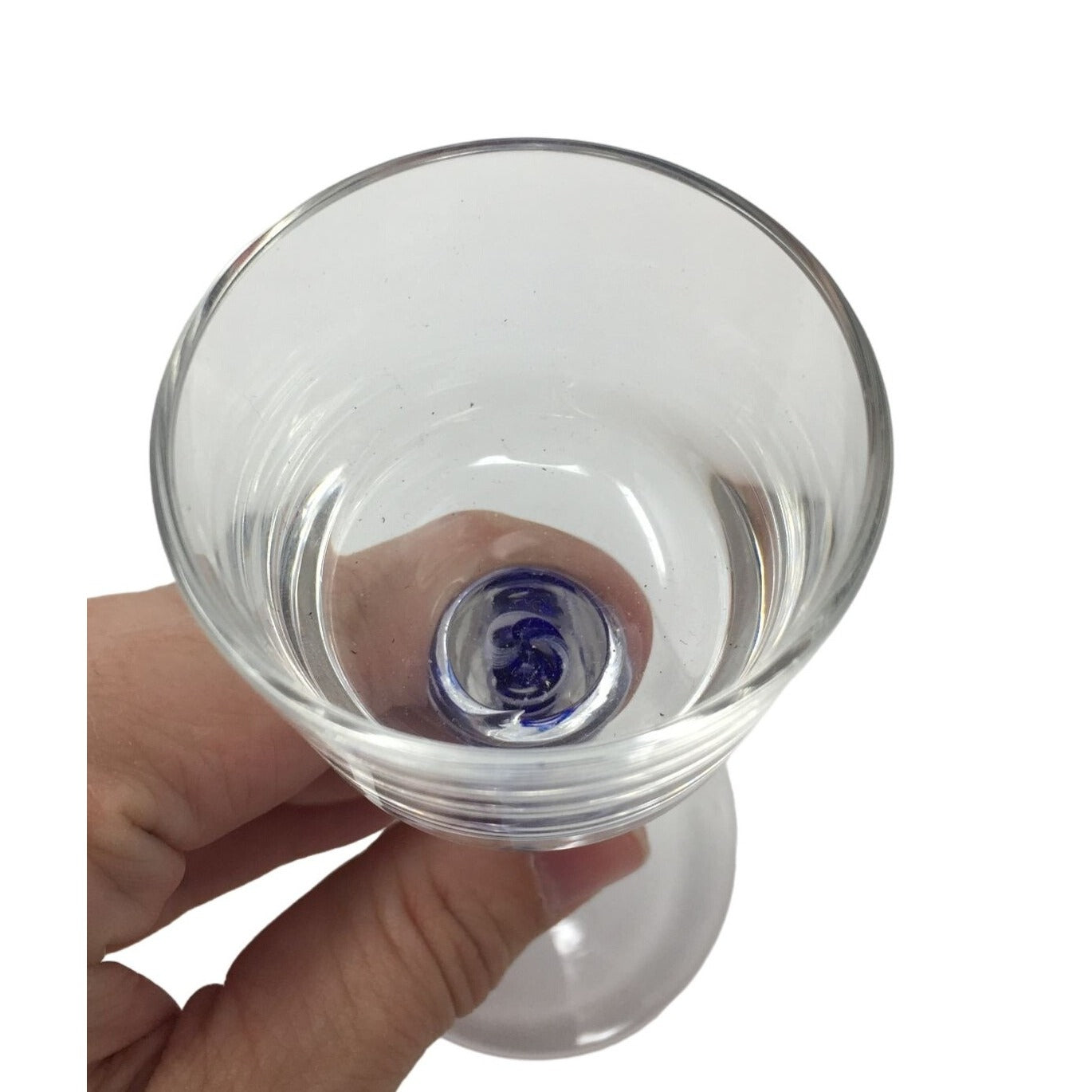 Vintage Blue/Clear Set of 5 Drinking Glasses (About 4" Tall)