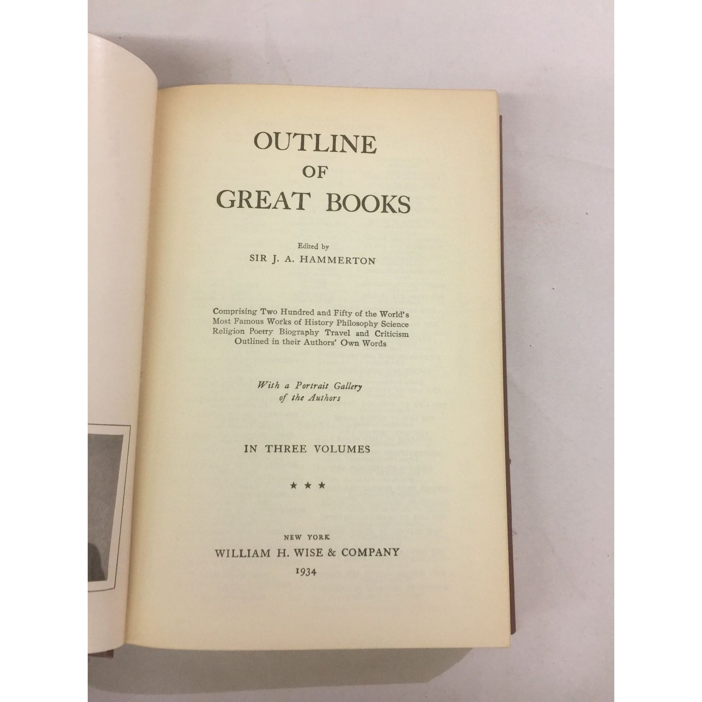 Outline of Great Books Hardcover Vintage book by Sir J A Hammerton