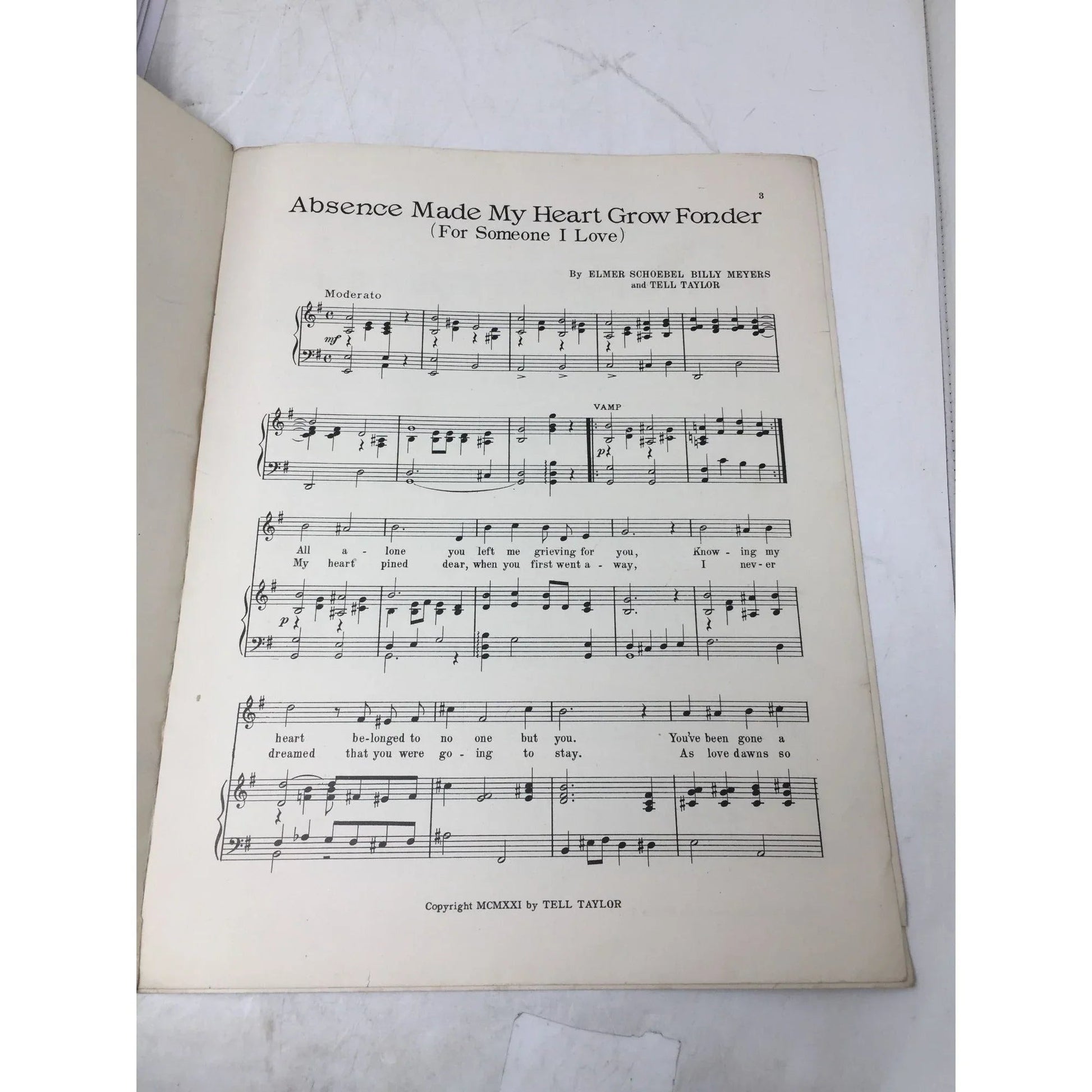 ''Absence Made My Heart Grow Fonder'' Sheet Music book - A+ Stuff - SHEET MUSIC - A+ Stuff