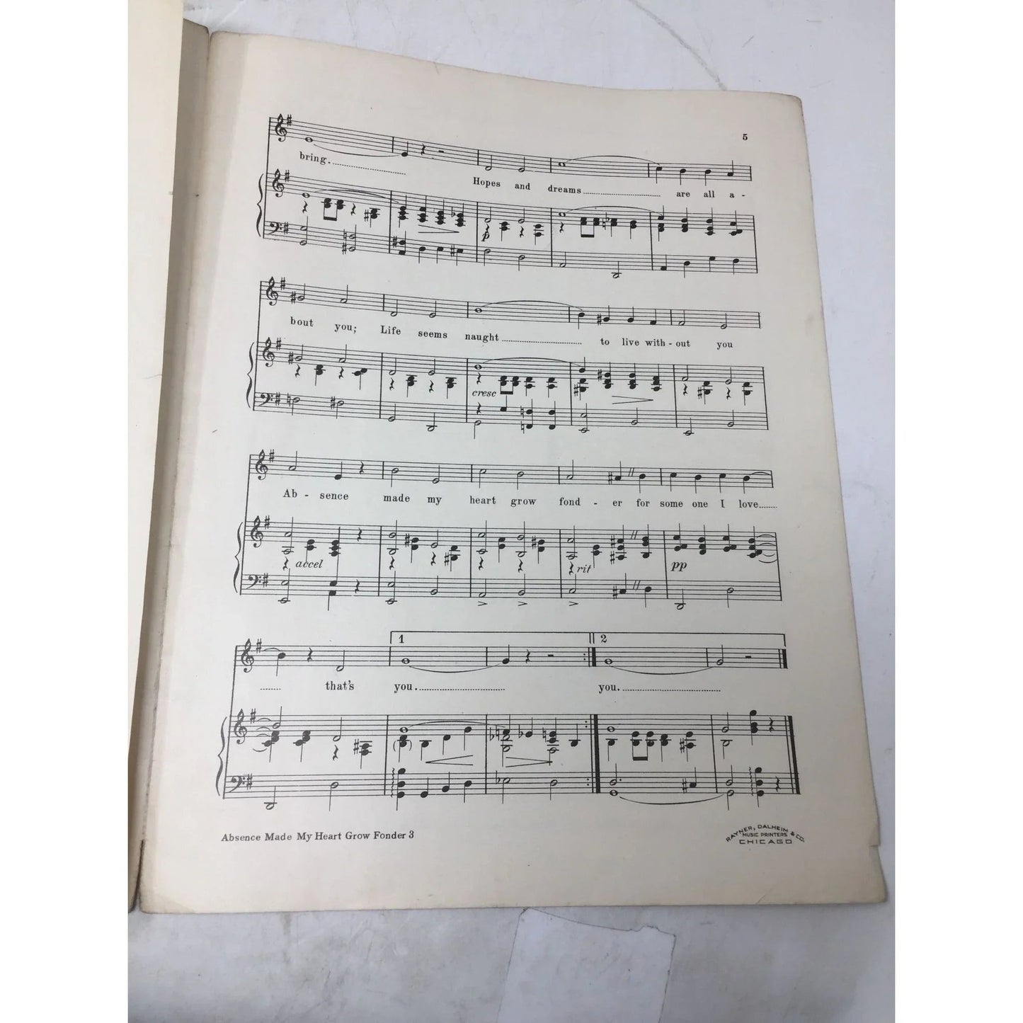 ''Absence Made My Heart Grow Fonder'' Sheet Music book - A+ Stuff - SHEET MUSIC - A+ Stuff