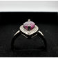 Marquise Cut Garnet & Diamond Ring - Sterling Silver - Size 8