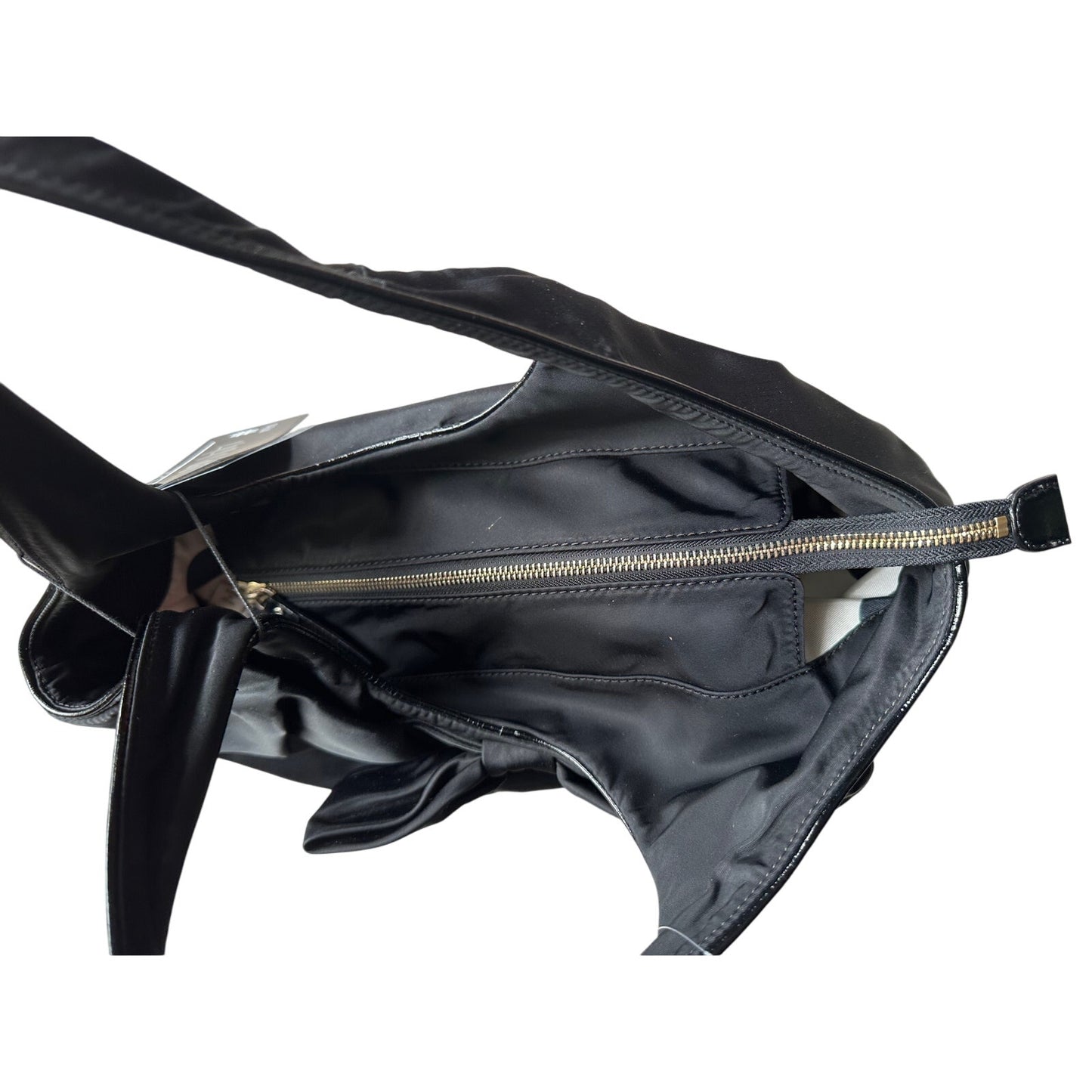 Kate Spade Black Nylon Ribbon Handbag - Polka Dot Interior