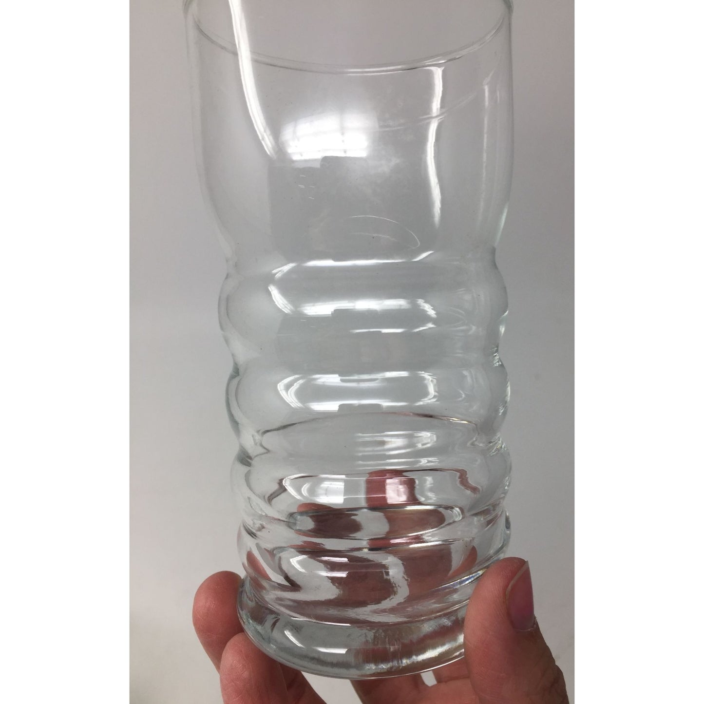 Vintage Clear Glass Ribbed Bubble Drinking Glasses