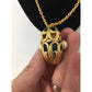 Vintage Womens Avon Gold Tone Pearl Accent Blue Glass Perfume Holder Necklace