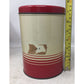 Vintage Round Metal Tin Container with Lid (Red and Silver)