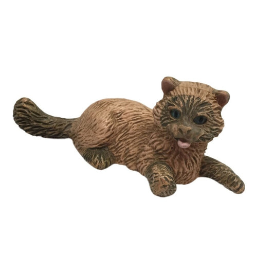 Small Vintage Brown Cat Kitten Figurine- About 3 inches long