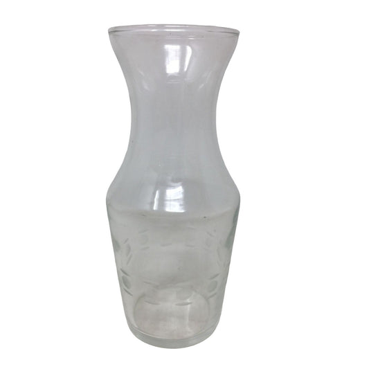 Libbey Single Serving Milk Jar Shaped Etched Clear Glass Carafe