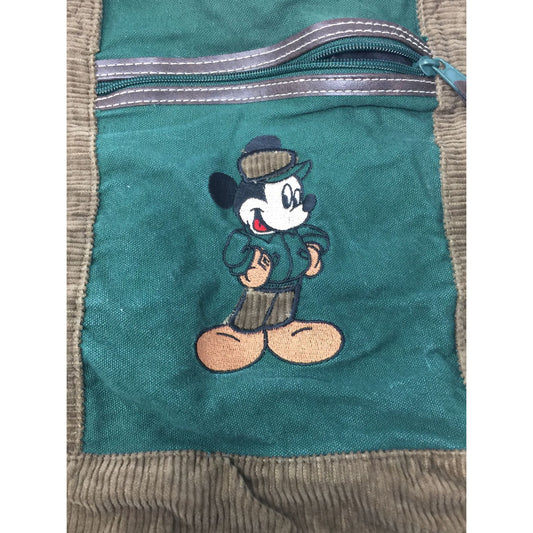 Vintage Disney Mickey Unlimited Green and Brown Duffle Bag- about 19x14''