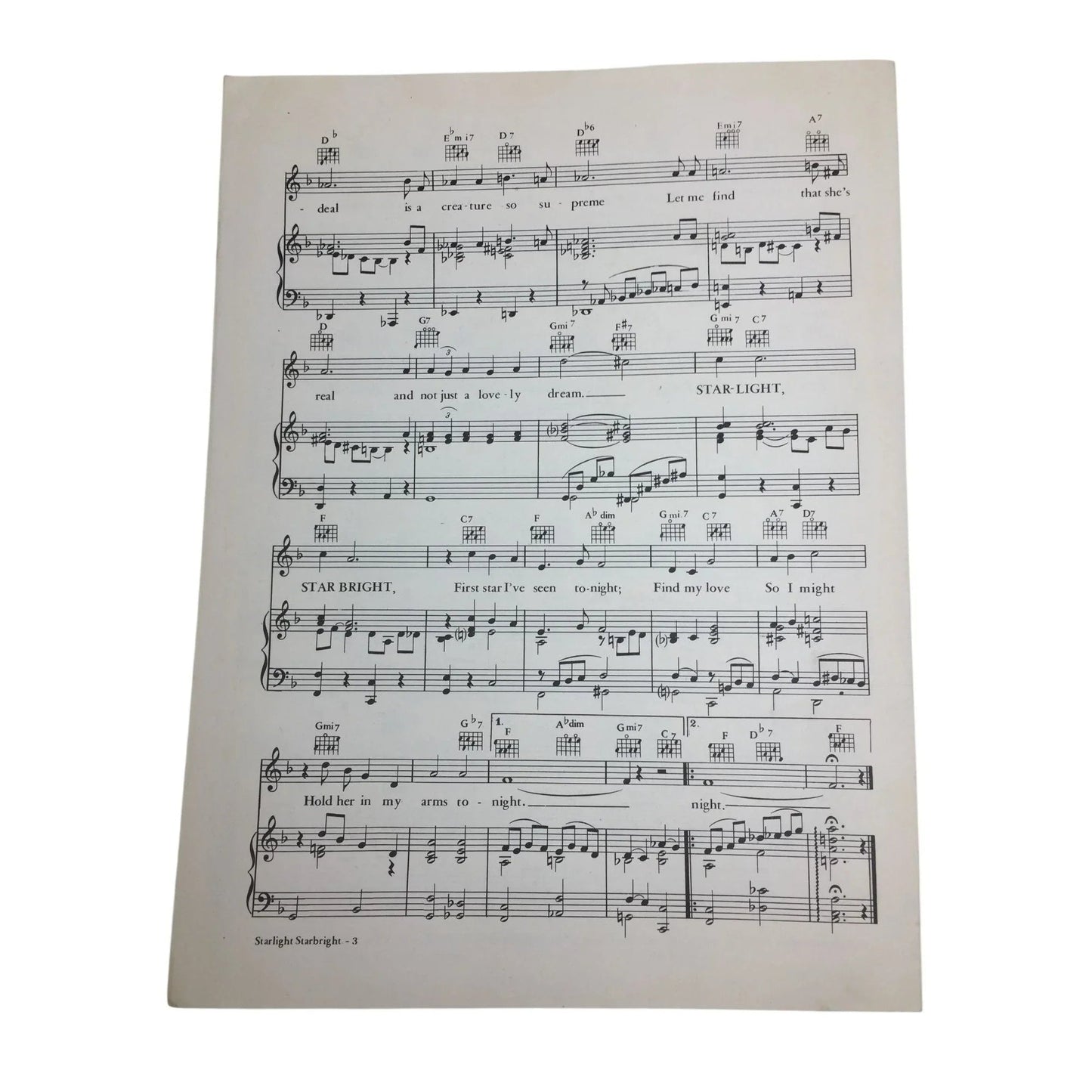 Advance artist copy ''Starlight, Starbright'' Vintage sheet music - A+ Stuff - SHEET MUSIC - A+ Stuff
