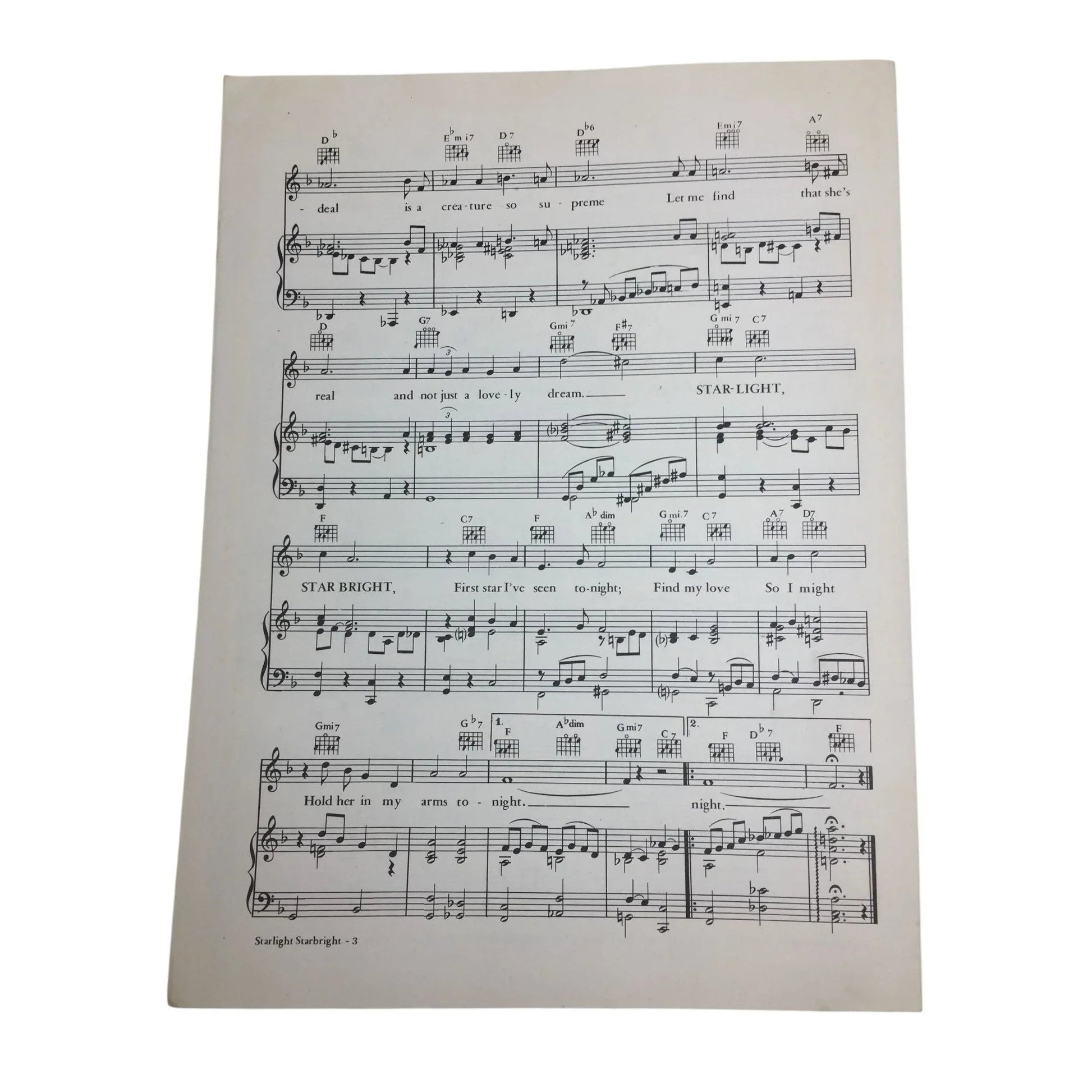 Advance artist copy ''Starlight, Starbright'' Vintage sheet music - A+ Stuff - SHEET MUSIC - A+ Stuff