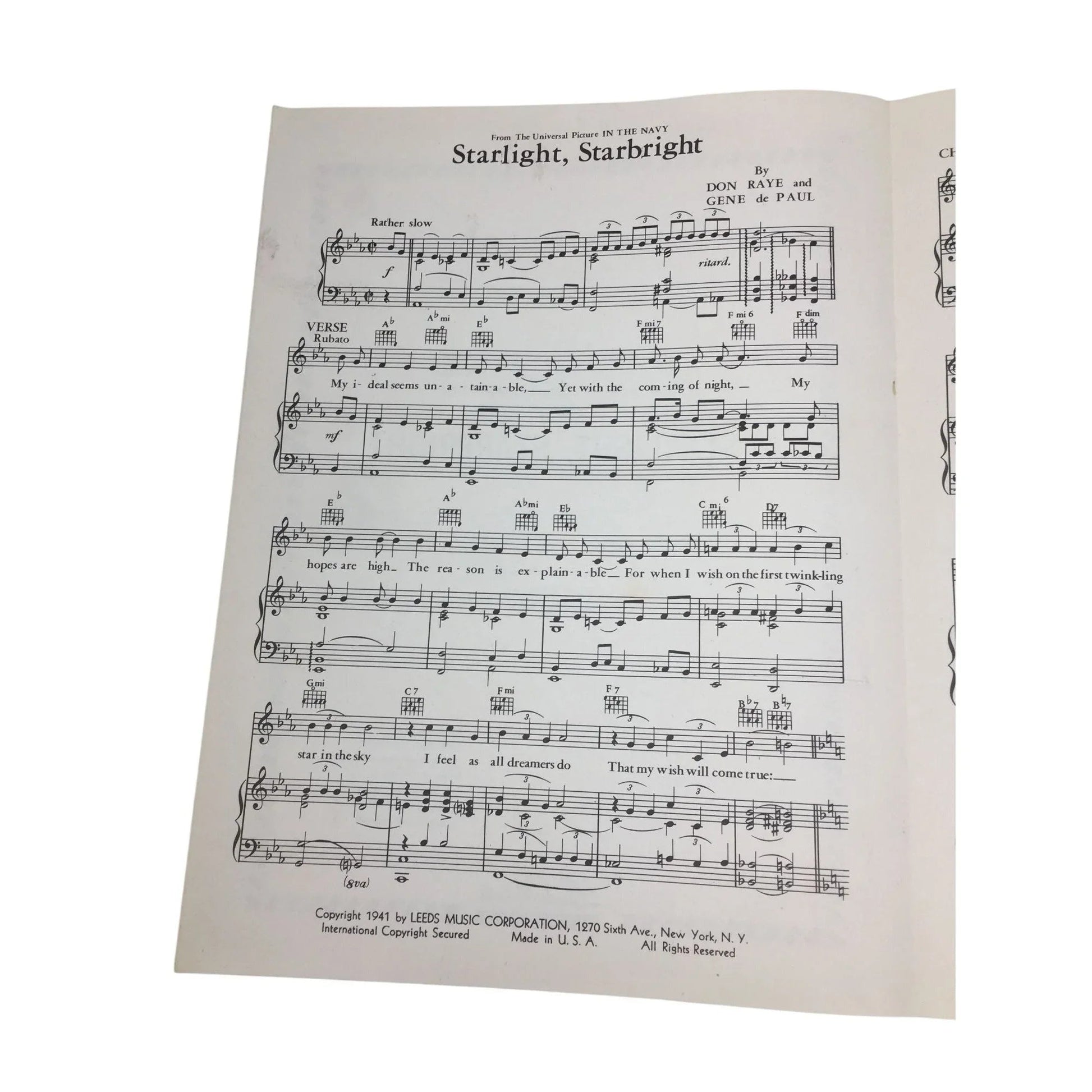 Advance artist copy ''Starlight, Starbright'' Vintage sheet music - A+ Stuff - SHEET MUSIC - A+ Stuff
