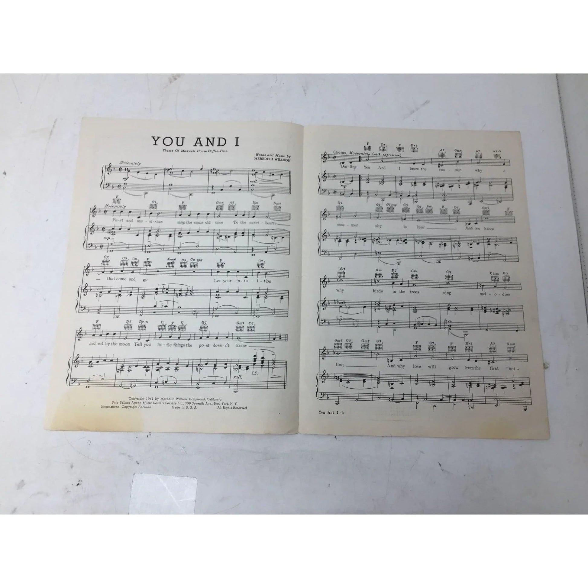 Advance Artist Copy Theme of Maxwell House Coffee Time ''You and I'' - A+ Stuff - sheet music - A+ Stuff