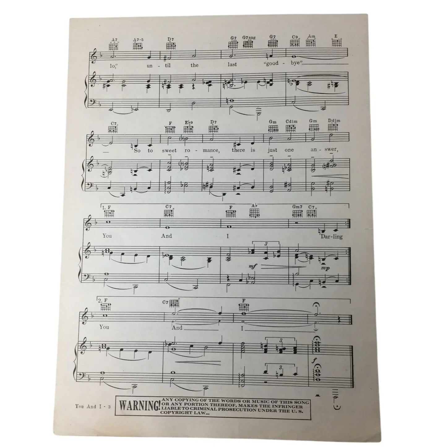 Advance Artist Copy Theme of Maxwell House Coffee Time ''You and I'' - A+ Stuff - sheet music - A+ Stuff
