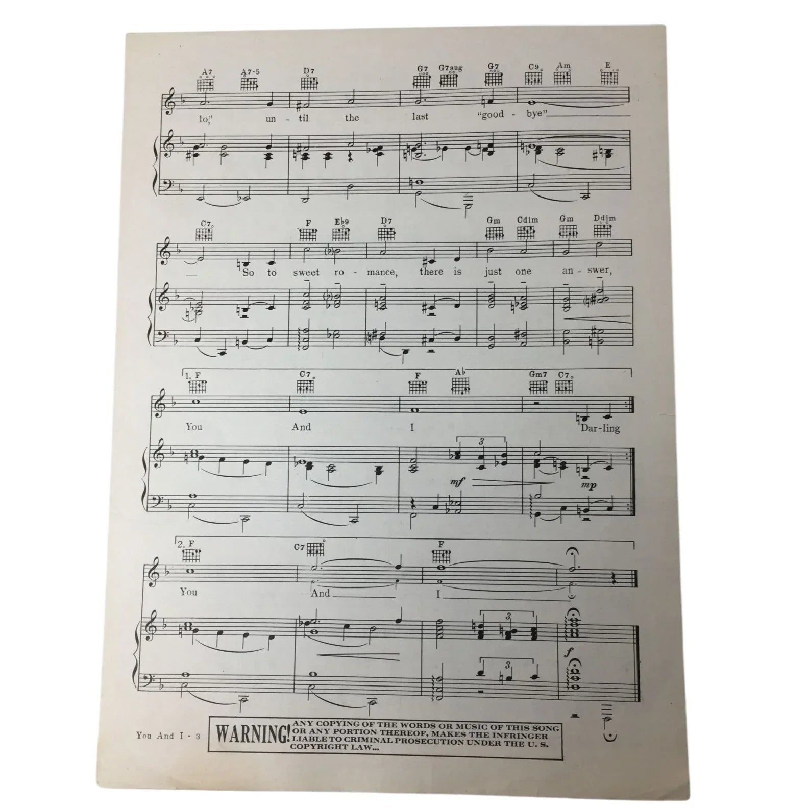 Advance Artist Copy Theme of Maxwell House Coffee Time ''You and I'' - A+ Stuff - sheet music - A+ Stuff