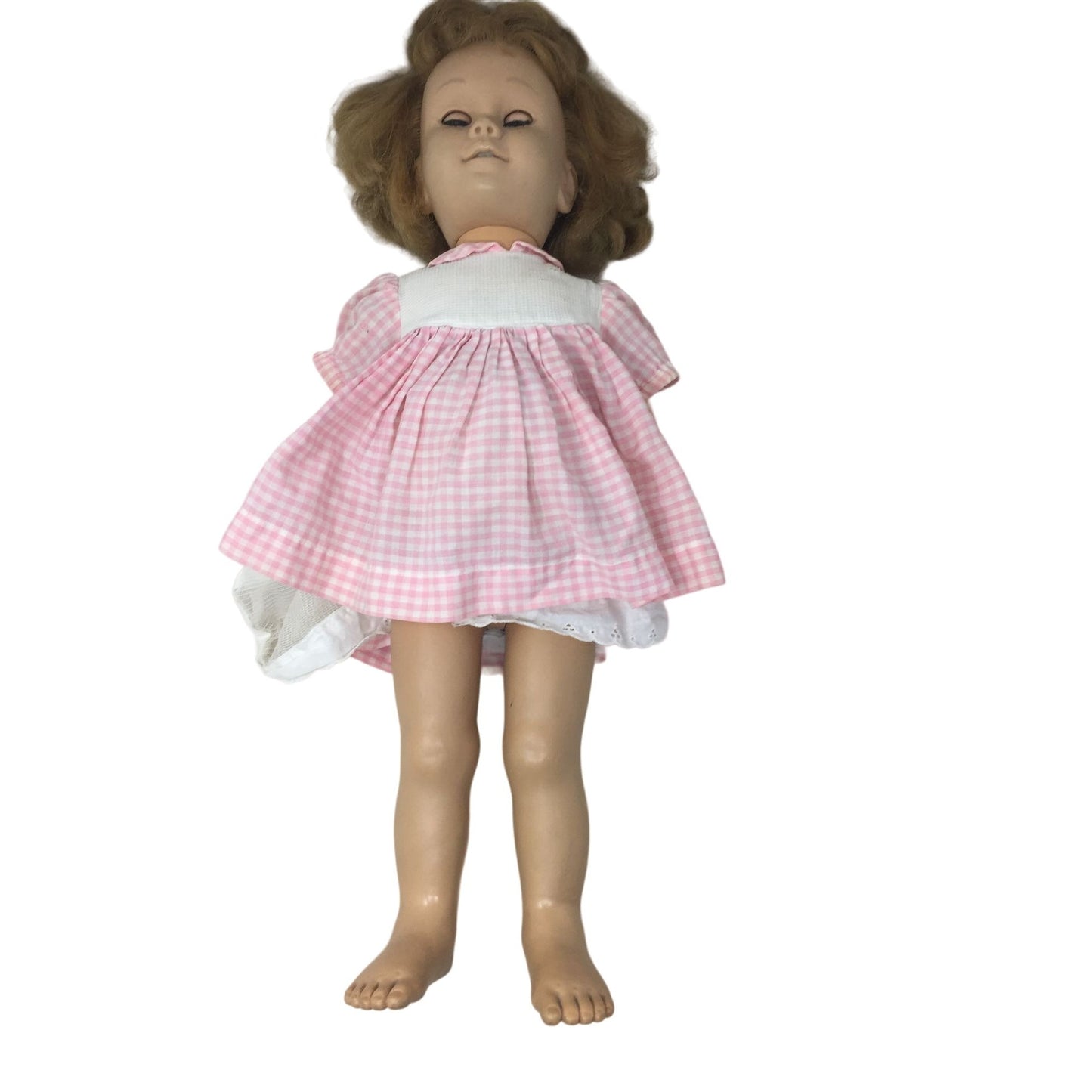 Vintage Freckled Baby Doll Pink and White Dress With Pull String (Doesn't Work)