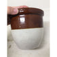 Vintage Brown/White Stoneware Pot With Lid- About 5-6" Inches Tall