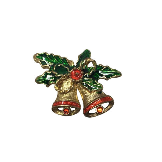 Vintage Christmas Holiday Bell Brooch/Pin (1.5'' x 1.5'')