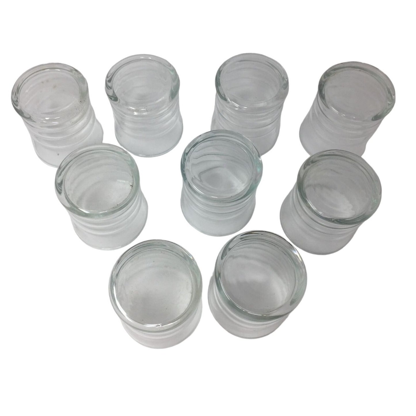 Vintage Clear Glass Ribbed Bubble Drinking Glasses (Set of 9 Glasses)