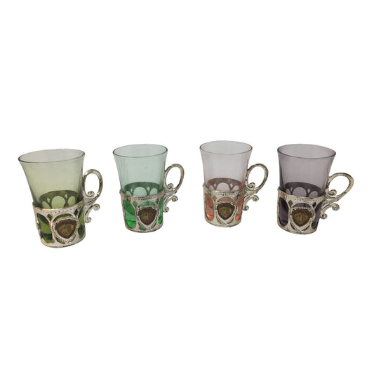 Vintage Set of 4 Colorful Shot Glasses- each about 2.5" tall