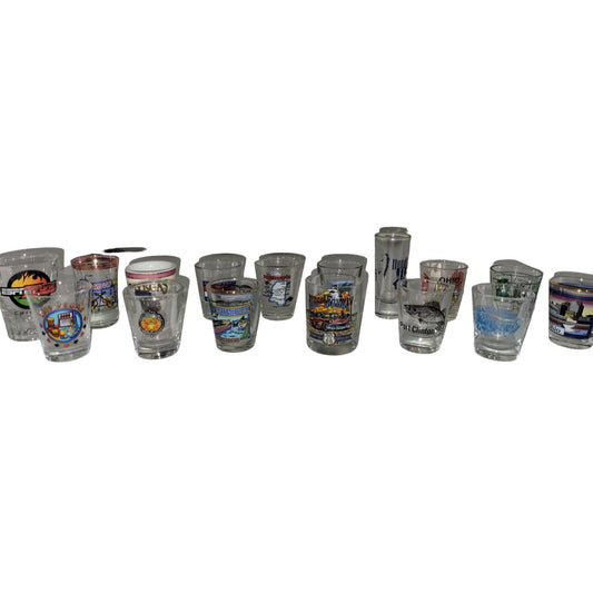 (16) Souvenir Shot Glasses - Las Vegas, ESPN, Double JJ, OHIO, Branson, Cincinnatti, ETC