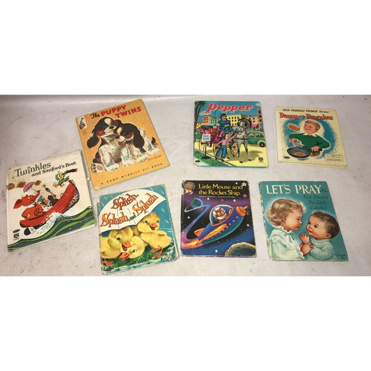 Vintage Lot of 7 Childrens Books- Lets Pray, Danny and the Pancakes, The Puppy Twins, Etc