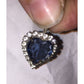 Womens Necklace Pendant with Blue Heart Rhinestone and Clear Rhinestones around it