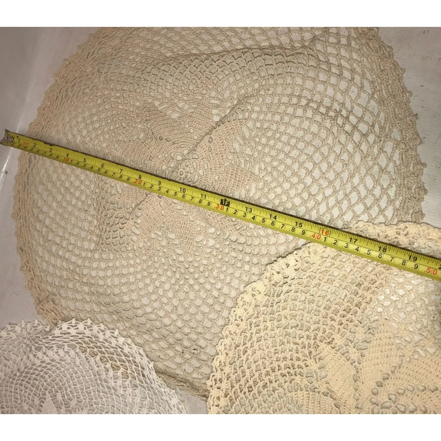 Set of 4 White/Cream Colored Handmade Crocheted Table Placemats/Doilies - A+ Stuff