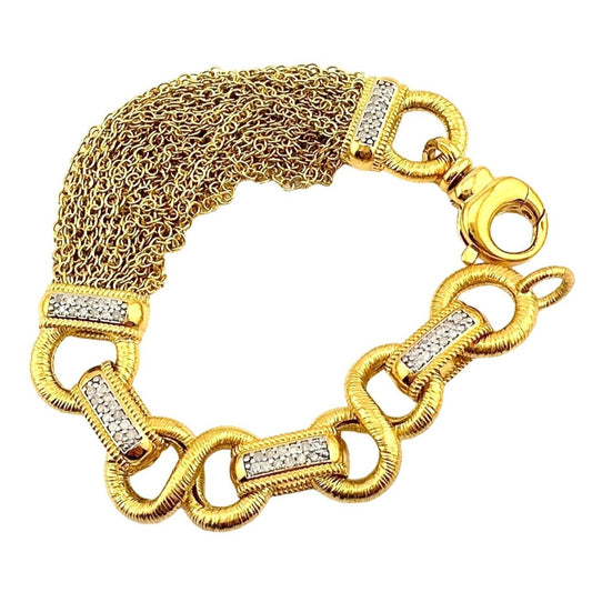 Bold and Beautiful 1/2 Carat TCW Diamond Chains Bracelet - 14kt gold Overlay Sterling Silver