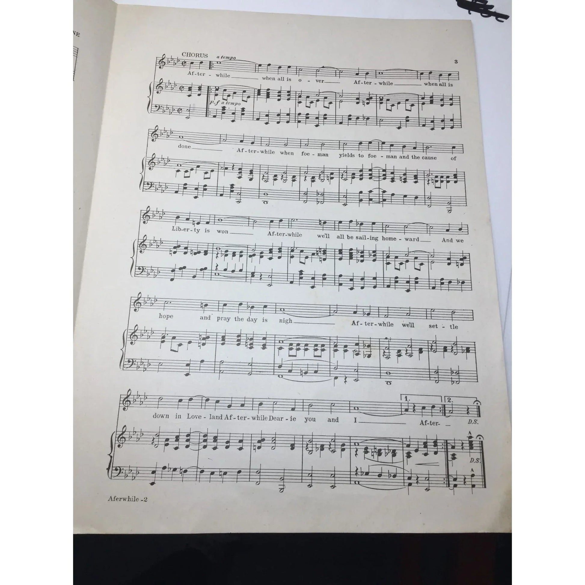 Afterwhile Song from the Victory Revue Vintage sheet music book - A+ Stuff - SHEET MUSIC - A+ Stuff