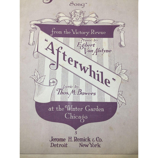 Afterwhile Song from the Victory Revue Vintage sheet music book - A+ Stuff - SHEET MUSIC - A+ Stuff