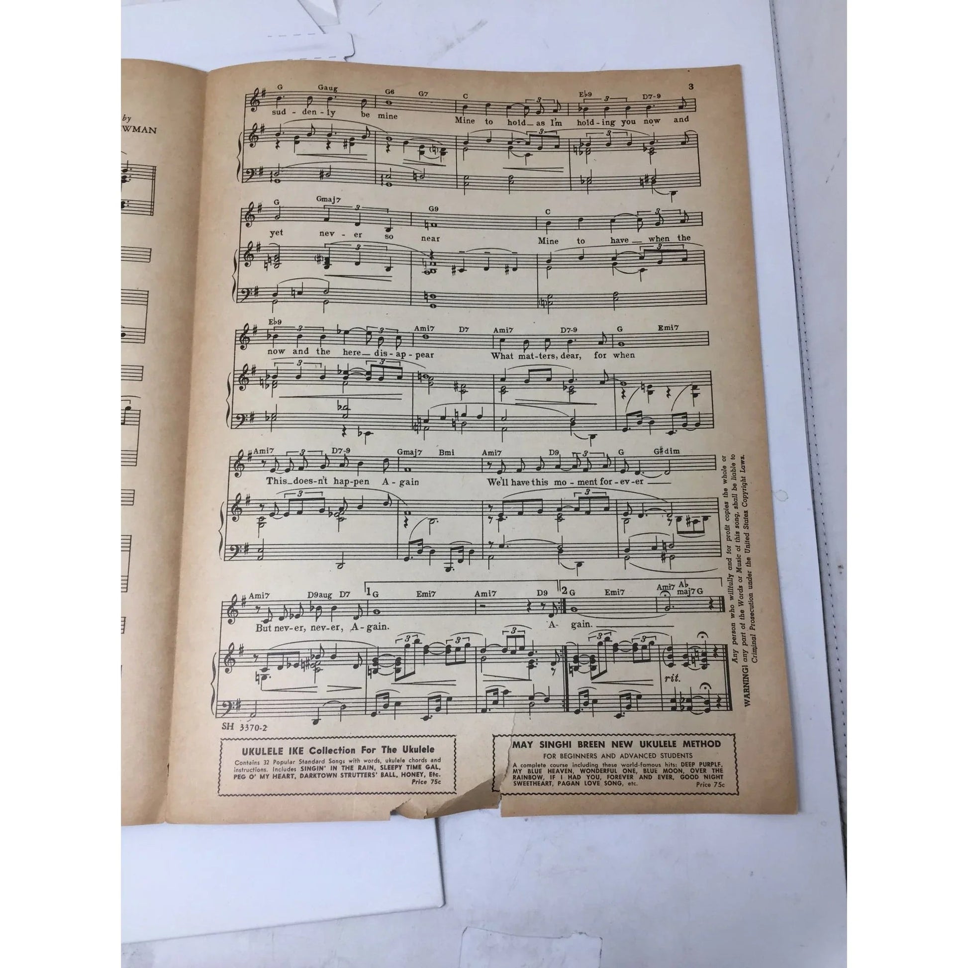 ''AGAIN'' by Dorcas Cochran and Lionel Newman - A+ Stuff - SHEET MUSIC - A+ Stuff