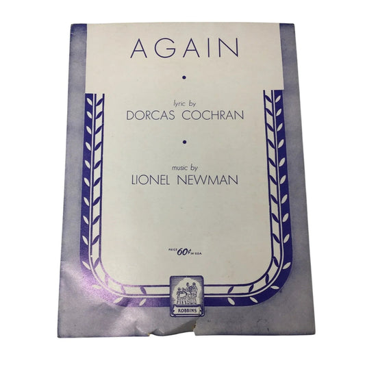 ''AGAIN'' by Dorcas Cochran and Lionel Newman - A+ Stuff - SHEET MUSIC - A+ Stuff