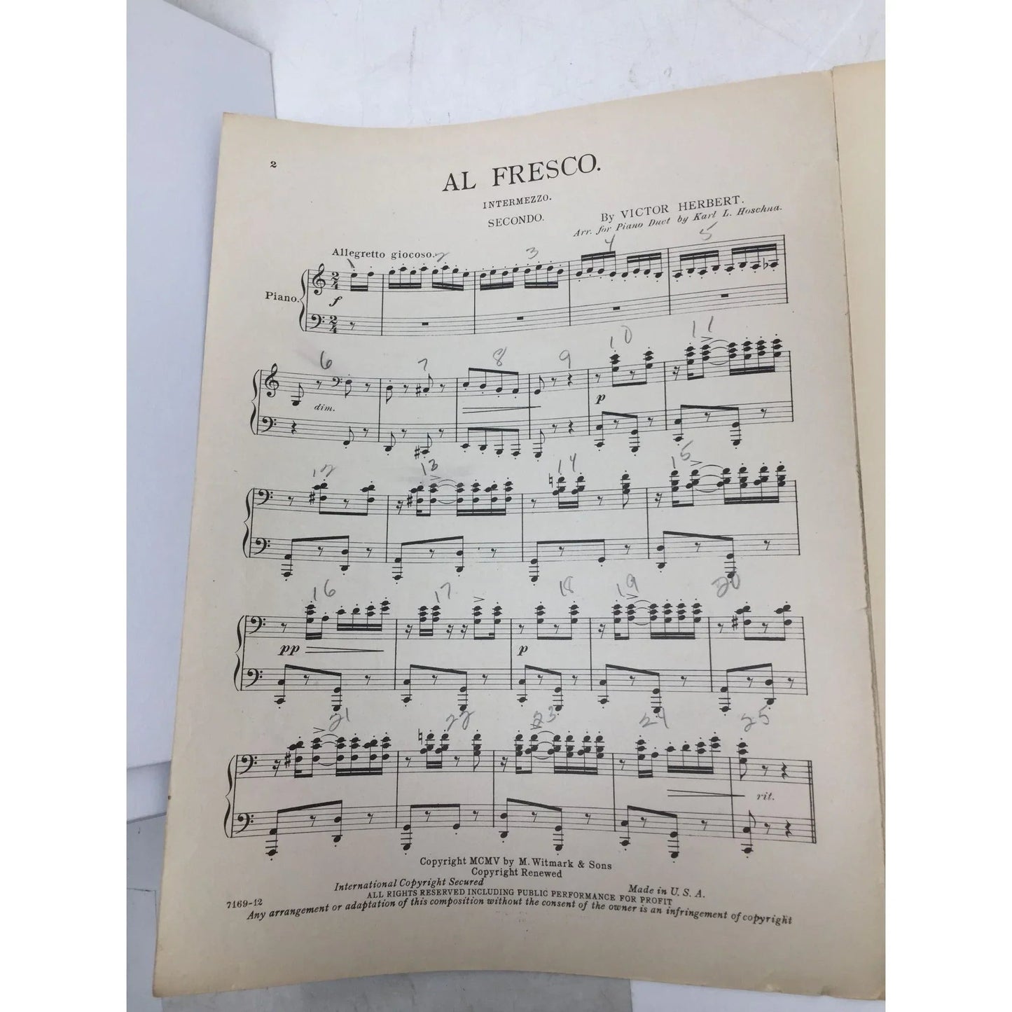 ''AL FRESCO'' PIANO DUET SHEET MUSIC BOOK - A+ Stuff - SHEET MUSIC - A+ Stuff