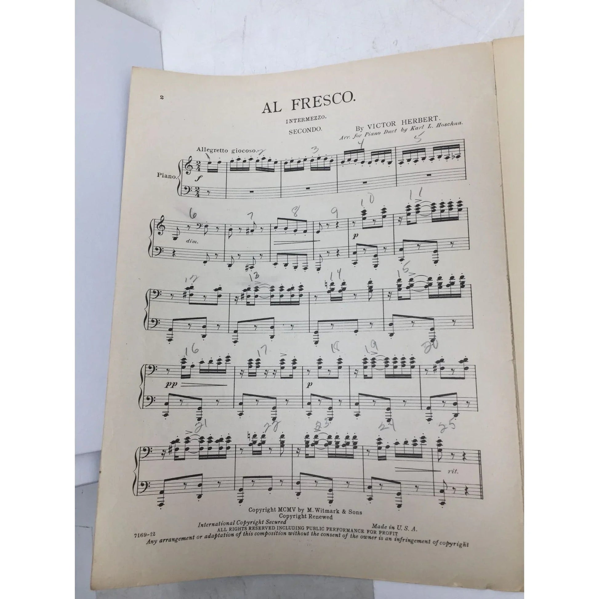 ''AL FRESCO'' PIANO DUET SHEET MUSIC BOOK - A+ Stuff - SHEET MUSIC - A+ Stuff