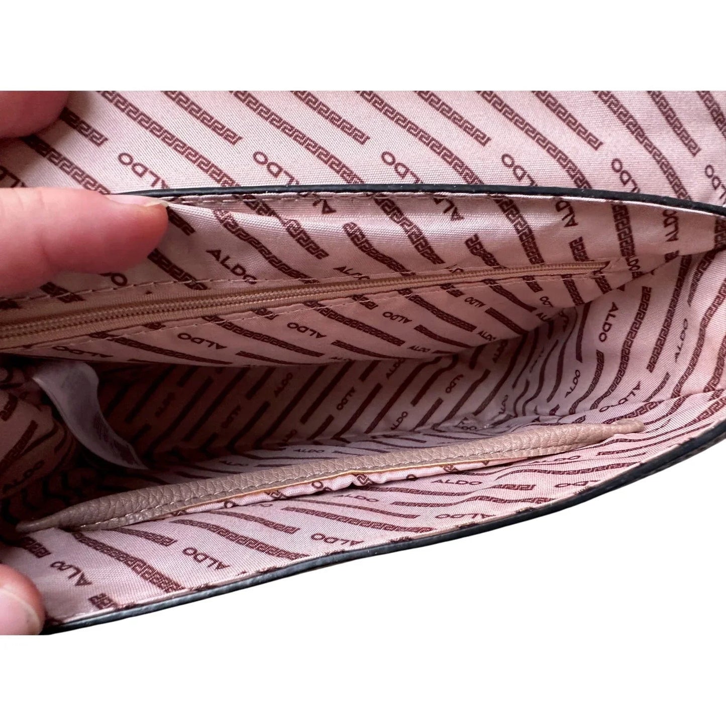 ALDO Satchel Beige & Taupe Straw Flap Bag with Melon Pink Twilly - Aldo - satchel bag - A+ Stuff