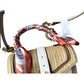 ALDO Satchel Beige & Taupe Straw Flap Bag with Melon Pink Twilly - Aldo - satchel bag - A+ Stuff