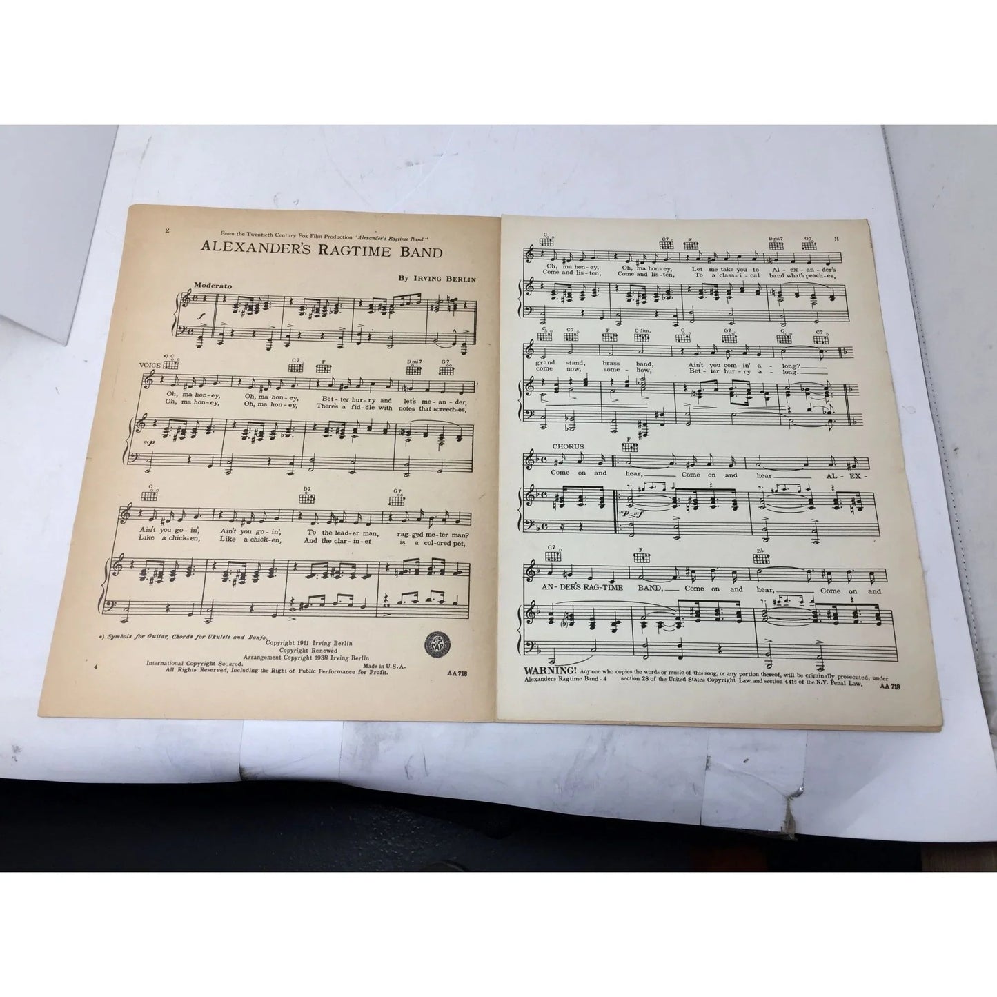 Alexanders Ragtime Band by Irving Berlin Vintage sheet music book - A+ Stuff - sheet music - A+ Stuff