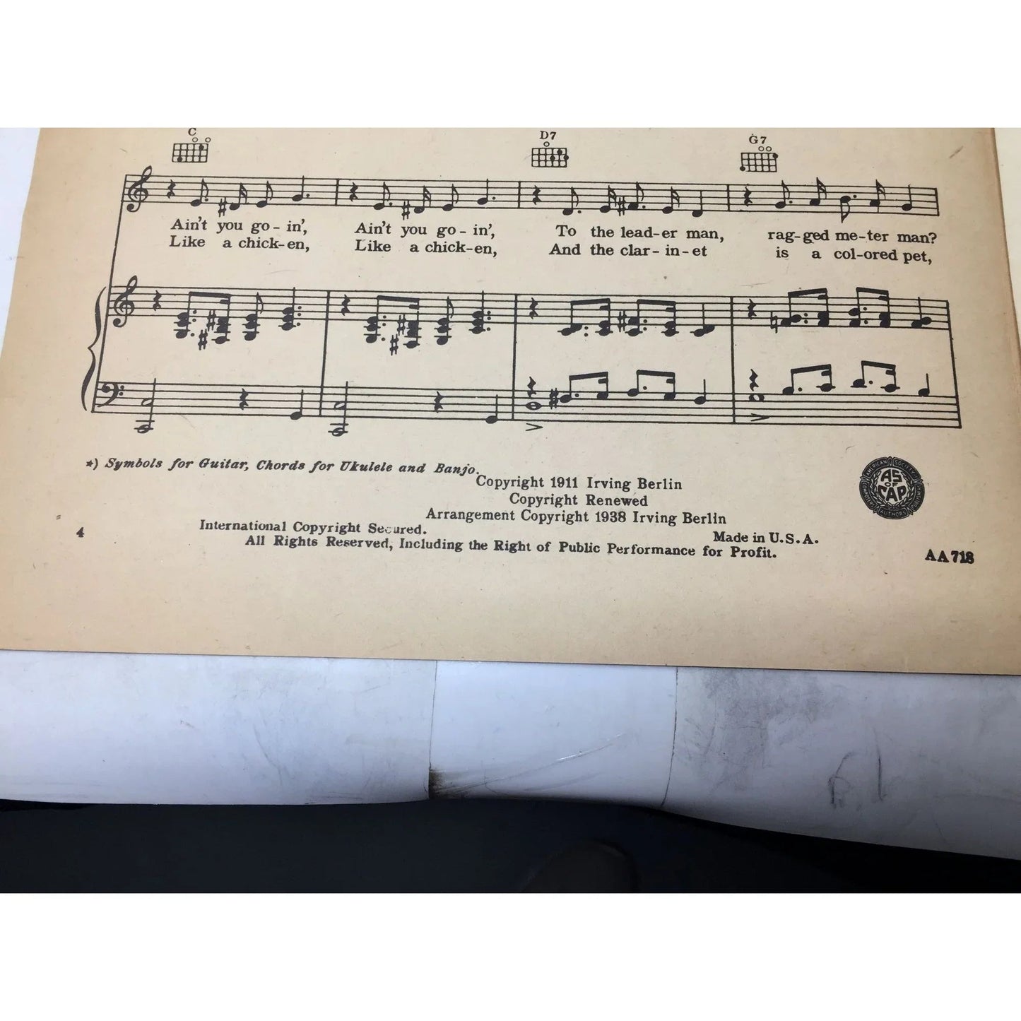 Alexanders Ragtime Band by Irving Berlin Vintage sheet music book - A+ Stuff - sheet music - A+ Stuff