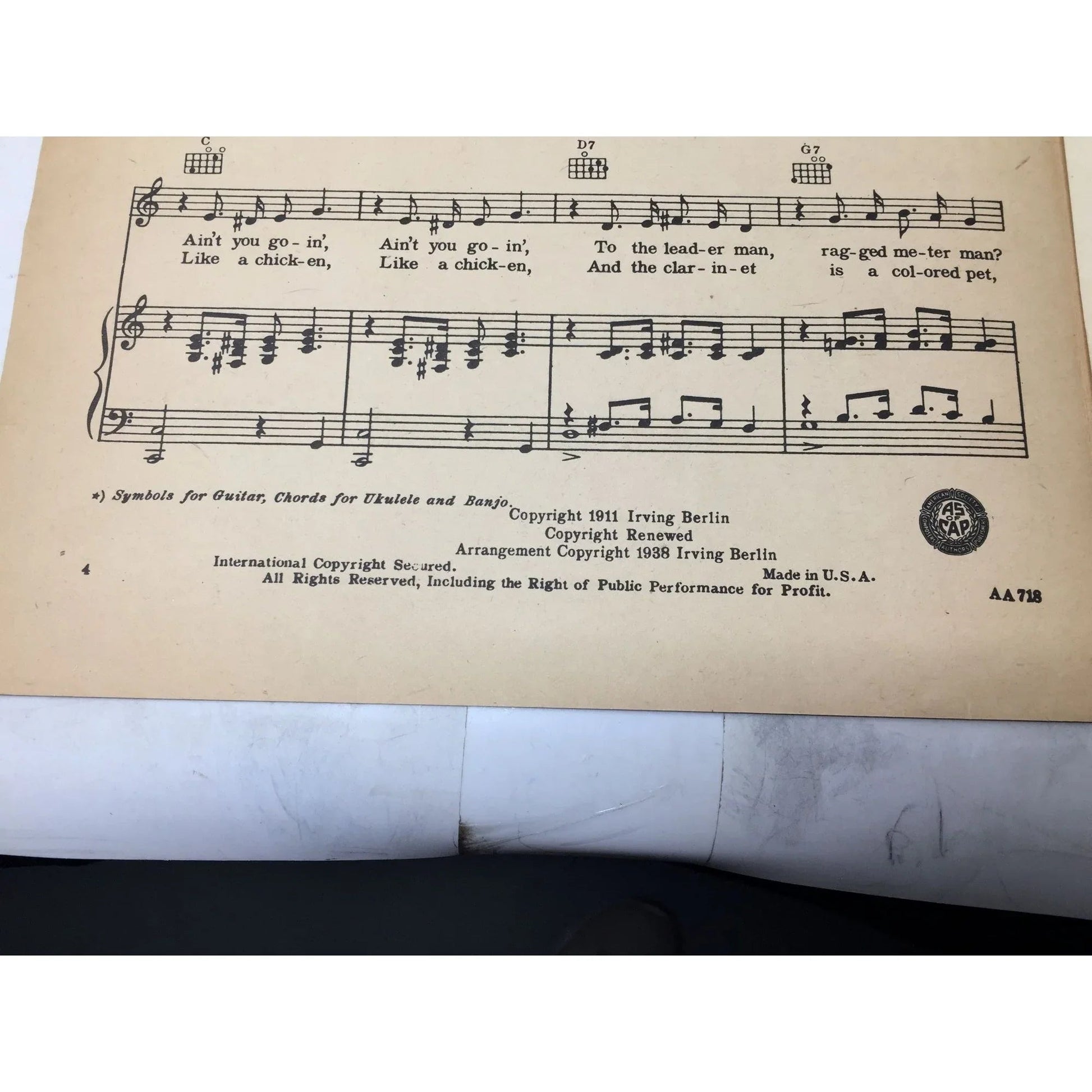 Alexanders Ragtime Band by Irving Berlin Vintage sheet music book - A+ Stuff - sheet music - A+ Stuff