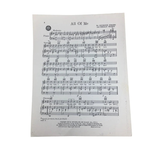 All of Me by Seymour Simons and Gerald Marks Vintage 1931 Sheet Music - A+ Stuff - SHEET MUSIC - A+ Stuff