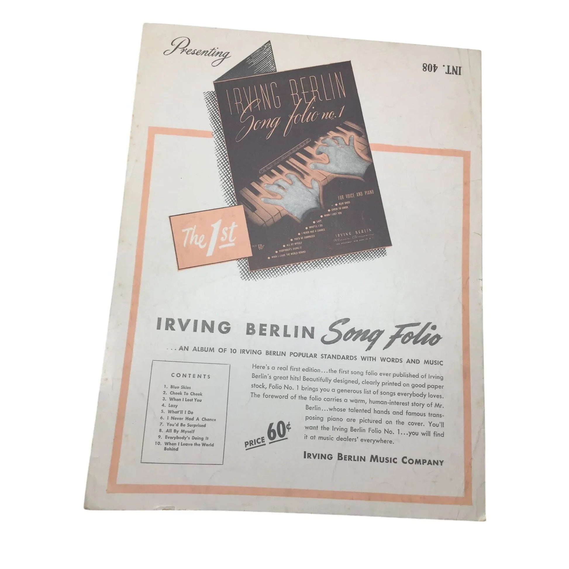 ''All Of My Life'' by Irving Berlin Vintage Sheet music book - A+ Stuff - SHEET MUSIC - A+ Stuff