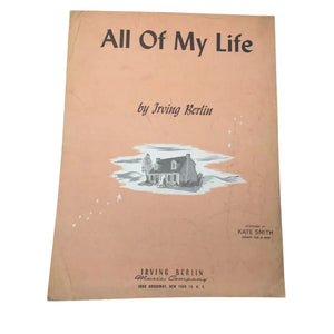 ''All Of My Life'' by Irving Berlin Vintage Sheet music book