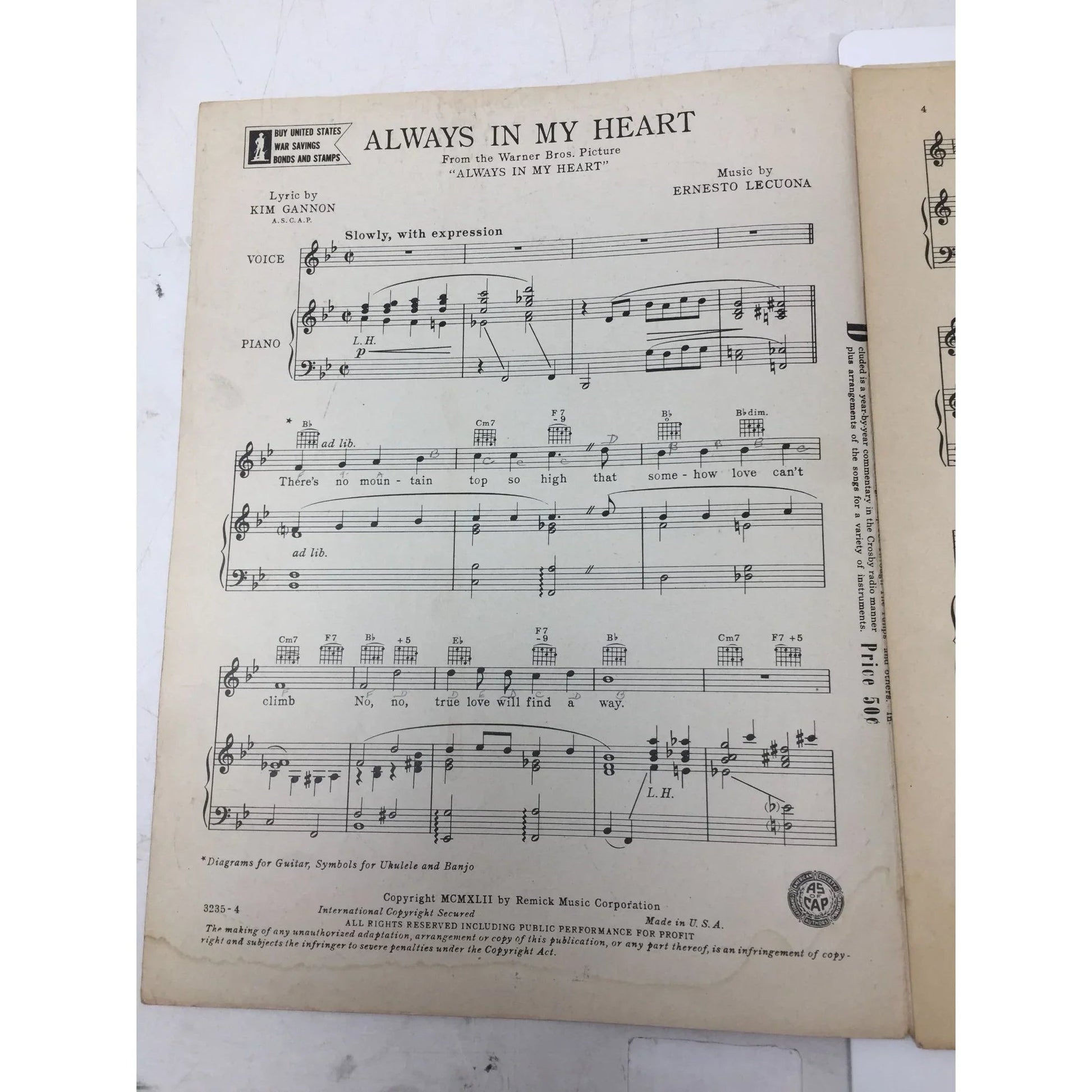 ''Always in my heart'' Vintage sheet music book - A+ Stuff - SHEET MUSIC - A+ Stuff