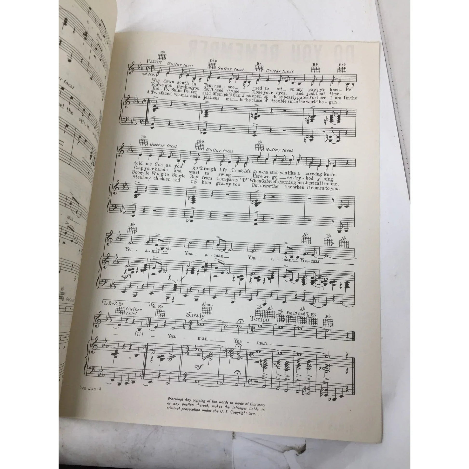 ''AMEN (Yea - Man)'' By Roger Segure, Bill Hardy, Vic Schoen - A+ Stuff - SHEET MUSIC - A+ Stuff