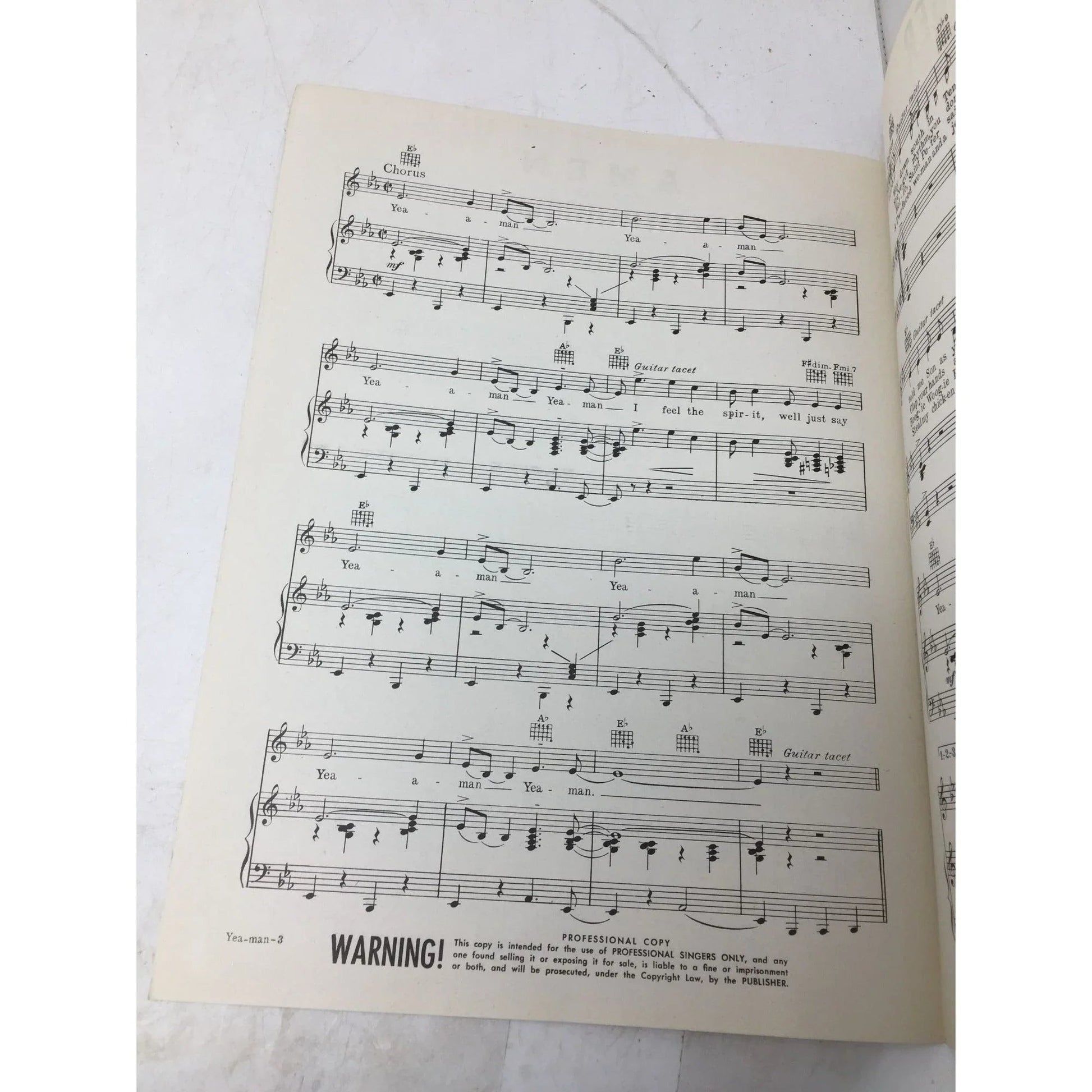 ''AMEN (Yea - Man)'' By Roger Segure, Bill Hardy, Vic Schoen - A+ Stuff - SHEET MUSIC - A+ Stuff