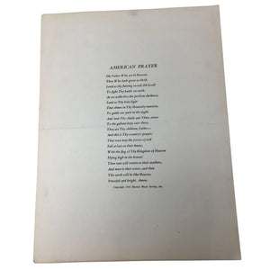 ''AMERICAN PRAYER'' Vintage 1942 Sheet music book