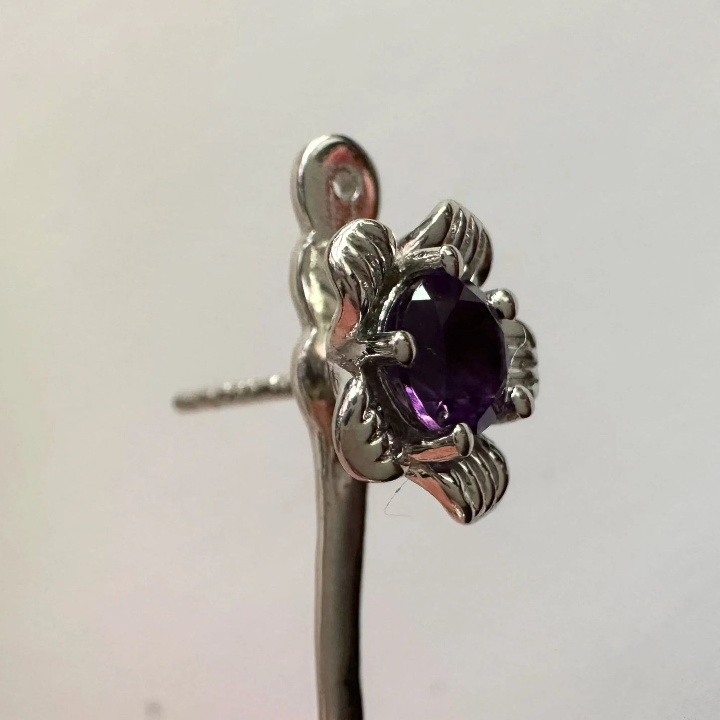 Amethyst Flower Stud Earrings with Beautiul (Removable) Rainbow Topaz Dangles - A+ Stuff - Earrings - A+ Stuff