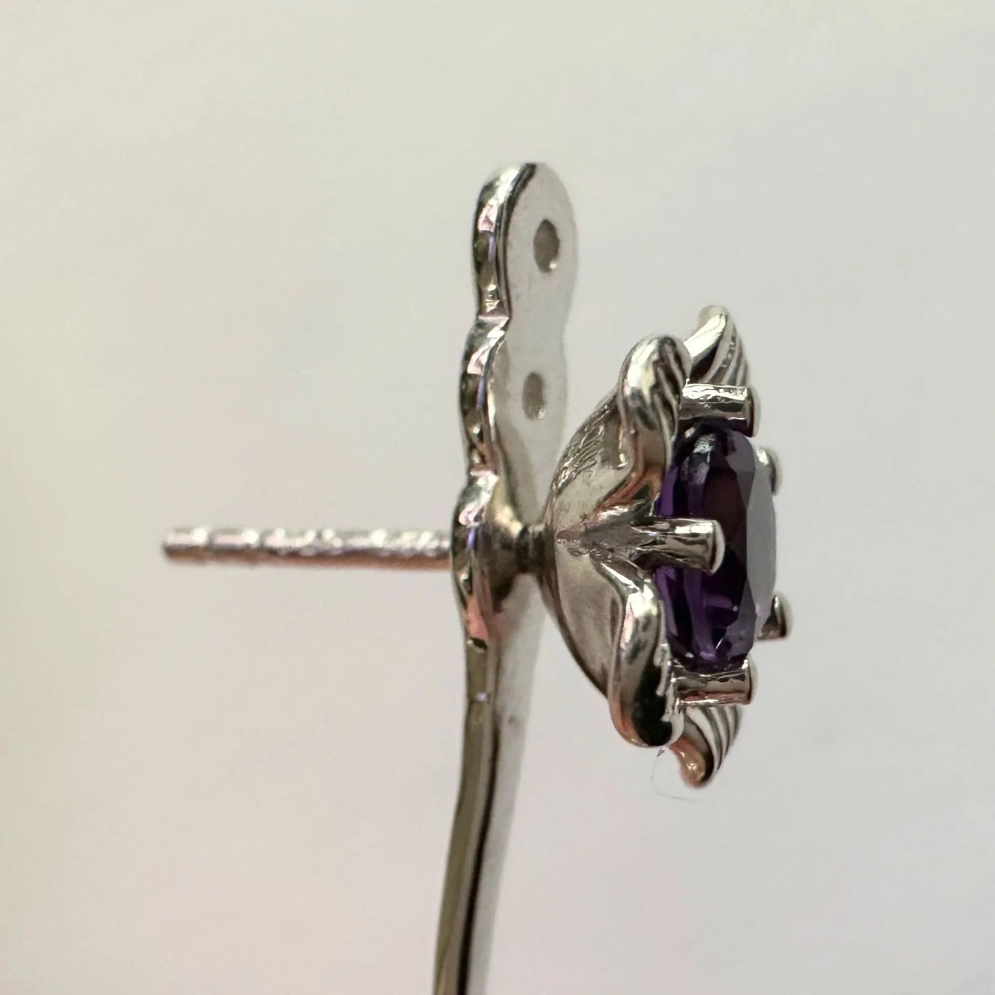 Amethyst Flower Stud Earrings with Beautiul (Removable) Rainbow Topaz Dangles - A+ Stuff - Earrings - A+ Stuff