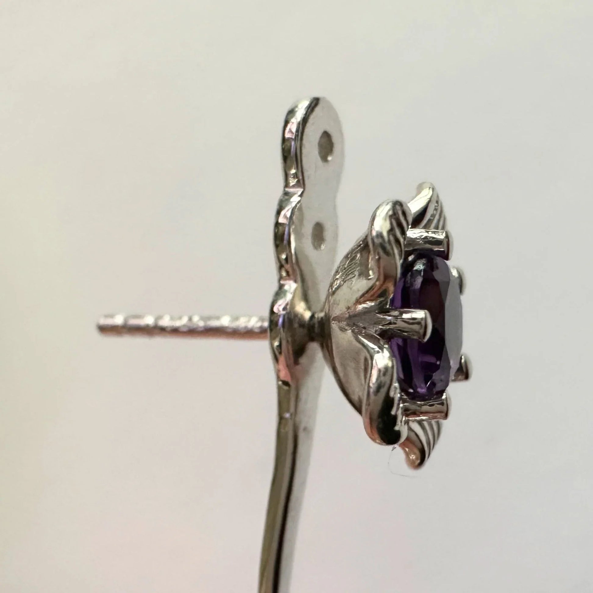 Amethyst Flower Stud Earrings with Beautiul (Removable) Rainbow Topaz Dangles - A+ Stuff - Earrings - A+ Stuff
